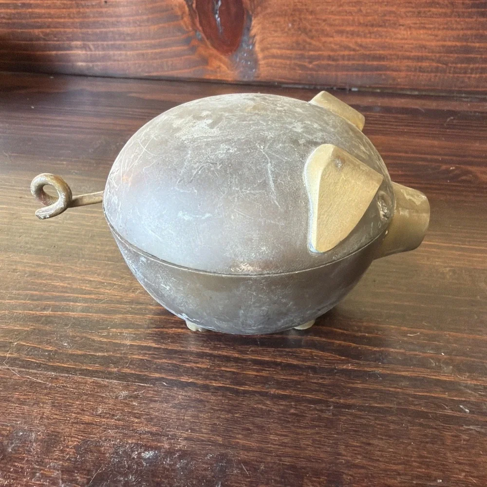 Brass Pig Trinket Dish With Lid Decor